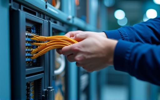 Tecnico installa una connessione fibra